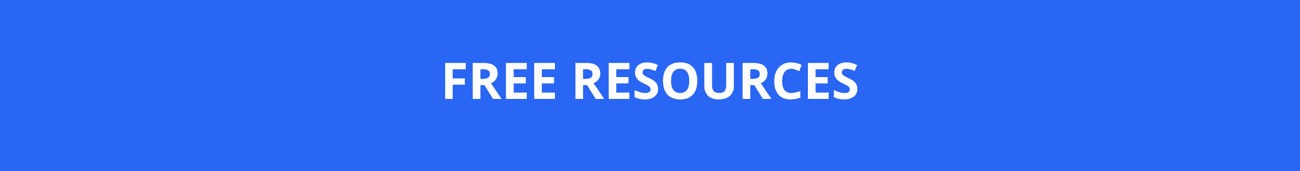 Blue banner with white text "FREE RESOURCES" centered on a solid blue background.